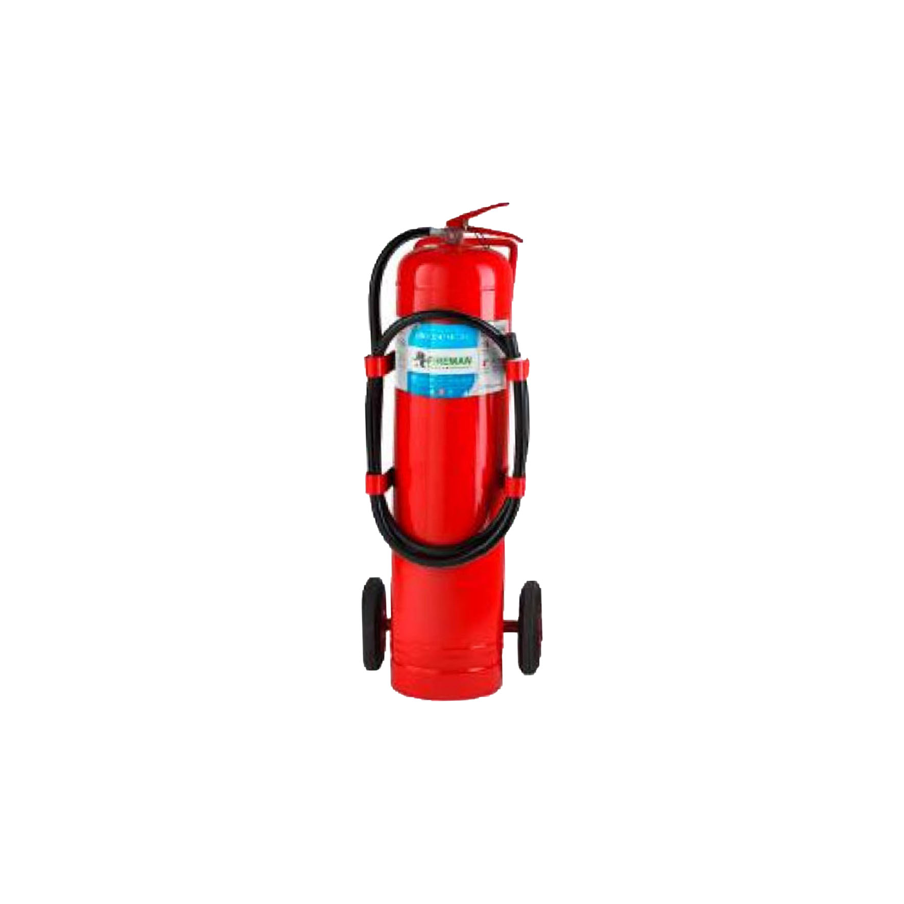ถังดับเพลิงชนิดผงเคมีแห้ง ขนาด 50 ปอนด์ ยี่ห้อ FireMan แบบรถเข็น