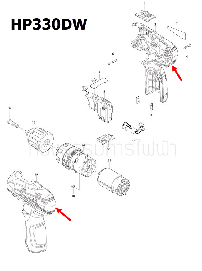 เสื้อ สว่าน,ไขควงไร้สาย มากีต้า-Makita DF030D, DF330D, DF330DW, HP330D, HP330DW (แท้) ##
