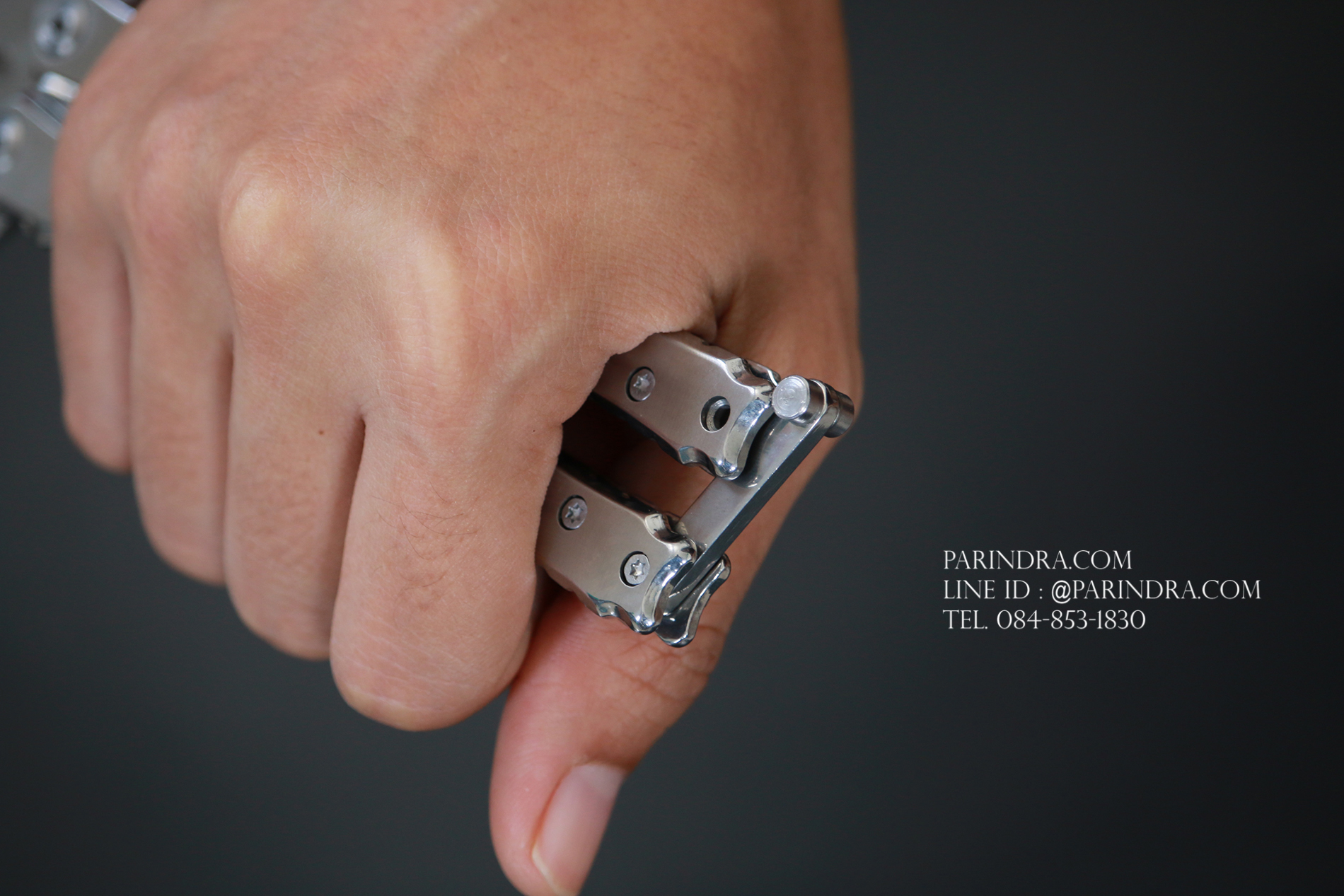 มีดปีกผีเสื้อ ลายหัวกวาง Elk Ridge สีเงิน ปลายทันโตะ