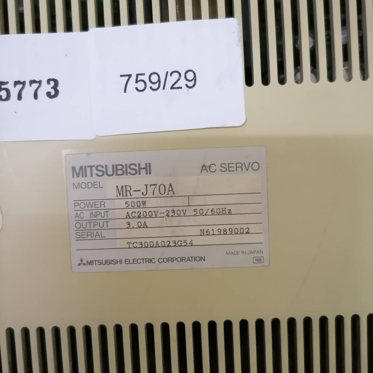 MR-J70A SERVO DRIVE " MITSUBISHI "