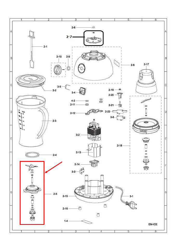 ใบมีดเครื่องปั่น SHARP (ชาร์ป) รุ่น EM-ICE, EM-ICE2 Pn.9K2081ASY (แท้)