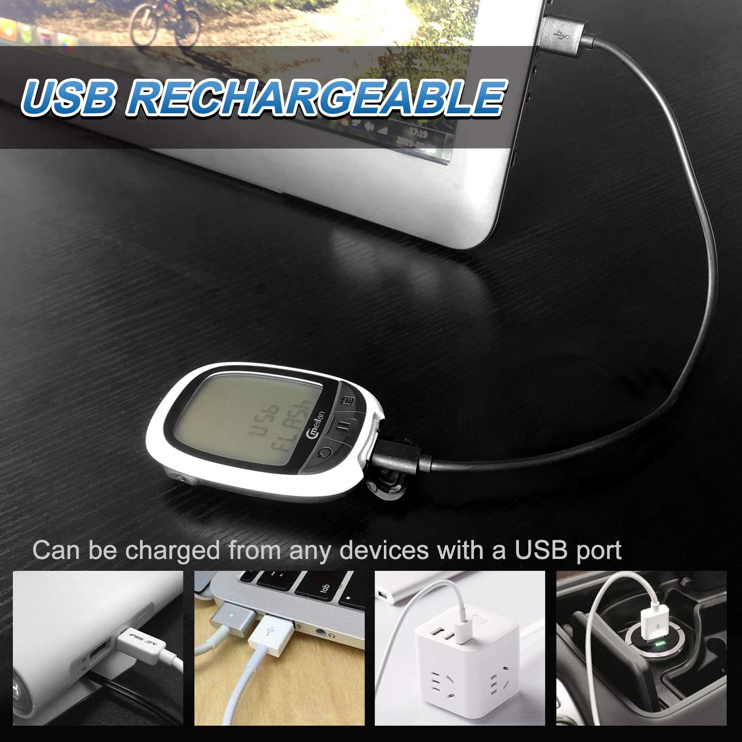 ไมล์ Meilan GPS Core Bike Computer M2 Bluetooth ANT+ Connect with HR Monitor Power meter