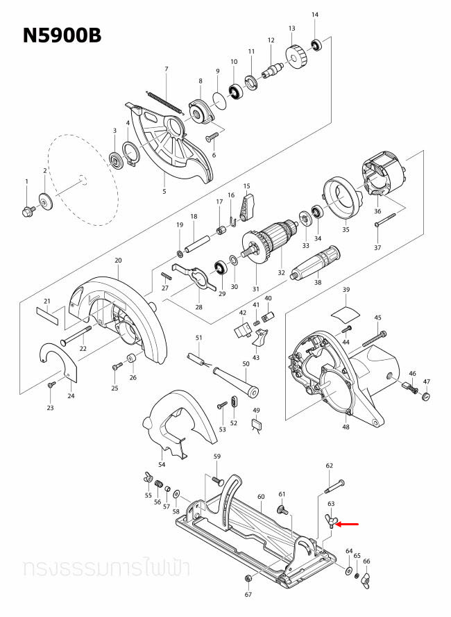 WING BOLT M6X10 เลื่อยวงเดือน Makita มากีต้า 2416S [#12], N5900B [#63] Pn.924306-1 (แท้) ##