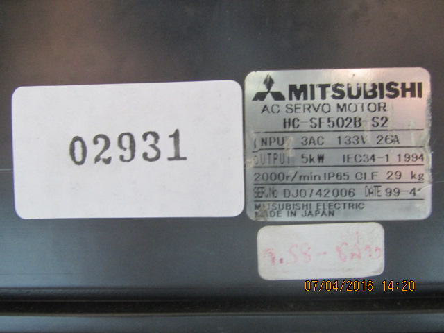 SERVO MOTOR “ MITSUBISHI ” รุ่น HC-SF502B-S2