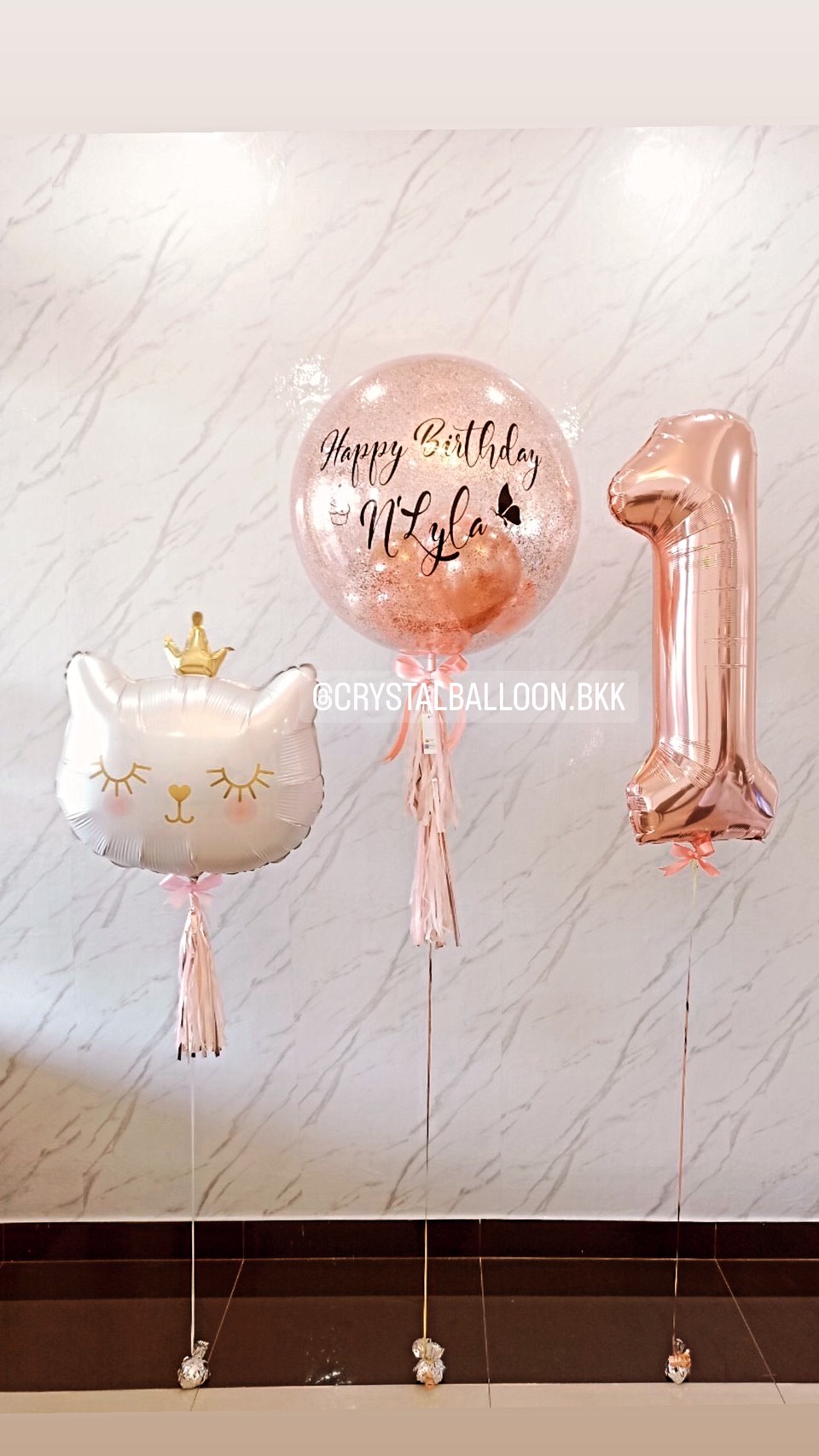 ลูกโป่ง วันเกิดเด็ก Bubble ขนาด 24" พร้อมตกแต่ง ฟอยล์ตัวเลข ขนาด 40" 1 ชิ้น ฟอยล์หัวแมวสีชมพู 1 ชิ้น สามารถเปลี่ยนสีลูกโป่ง/เปลี่ยนสี-ฟอยล์/เปลี่ยนสี-ฟอยล์ตัวเลขได้