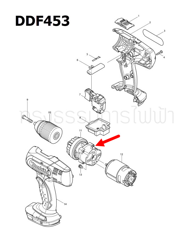 GEAR ASS'Y สว่านไร้สาย Makita มากีต้า BDF453, DDF453, DF457, DF457D, 6391D Pn.125483-4 (แท้) ## (**)