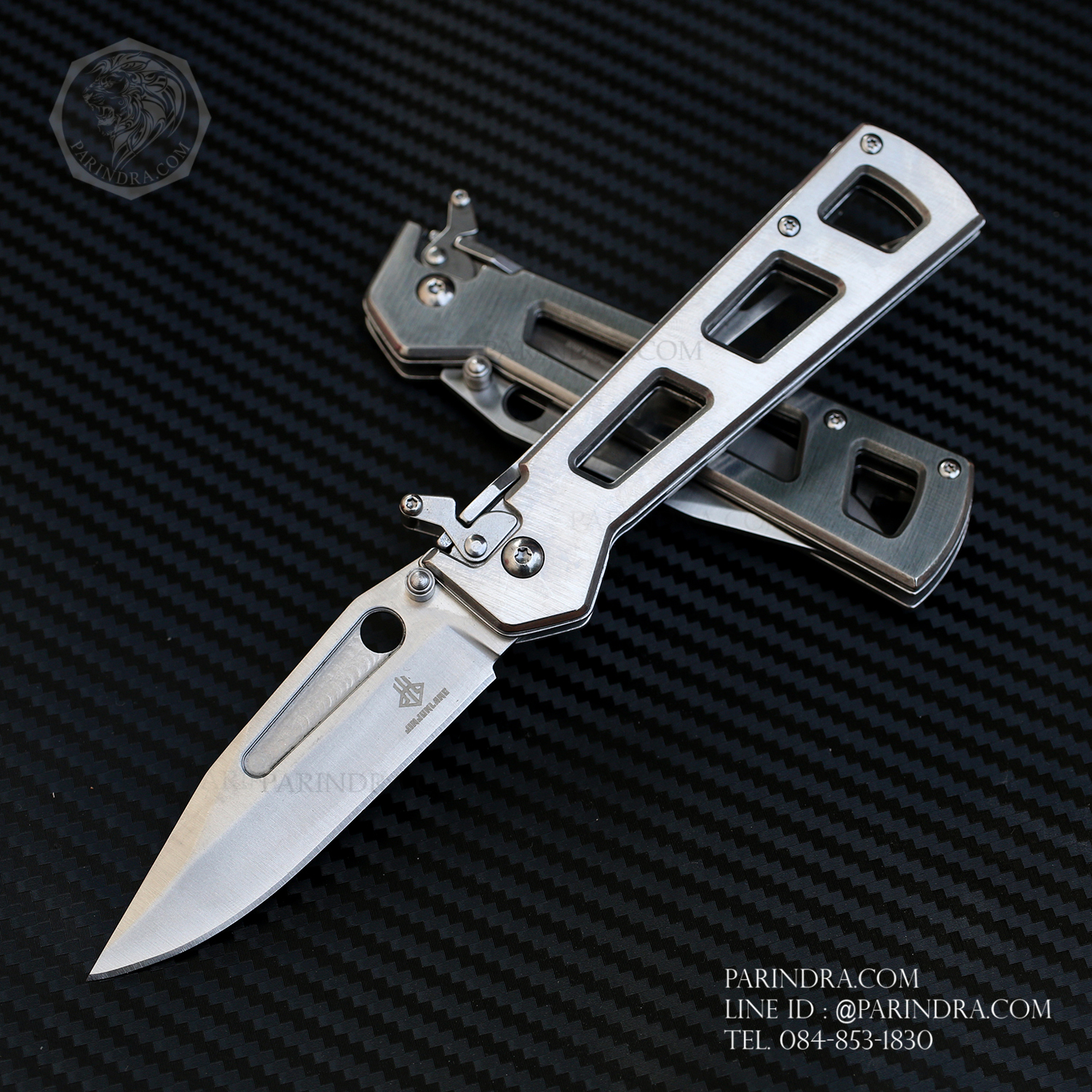 มีดพับ JINJUNLANG JL-27A ปลายแหลม สแตนเลสทั้งด้าม