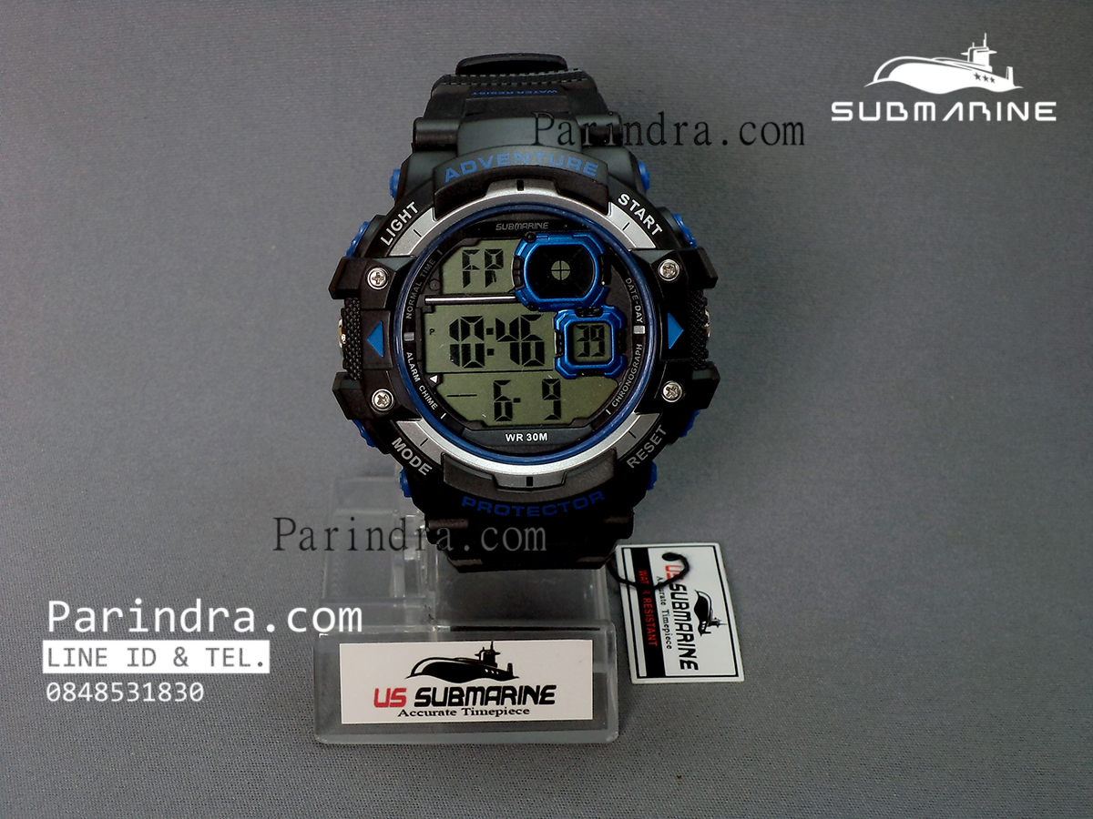 นาฬิกา US submarine TP1334M สีดำขอบน้ำเงินพื้นหลังเทา