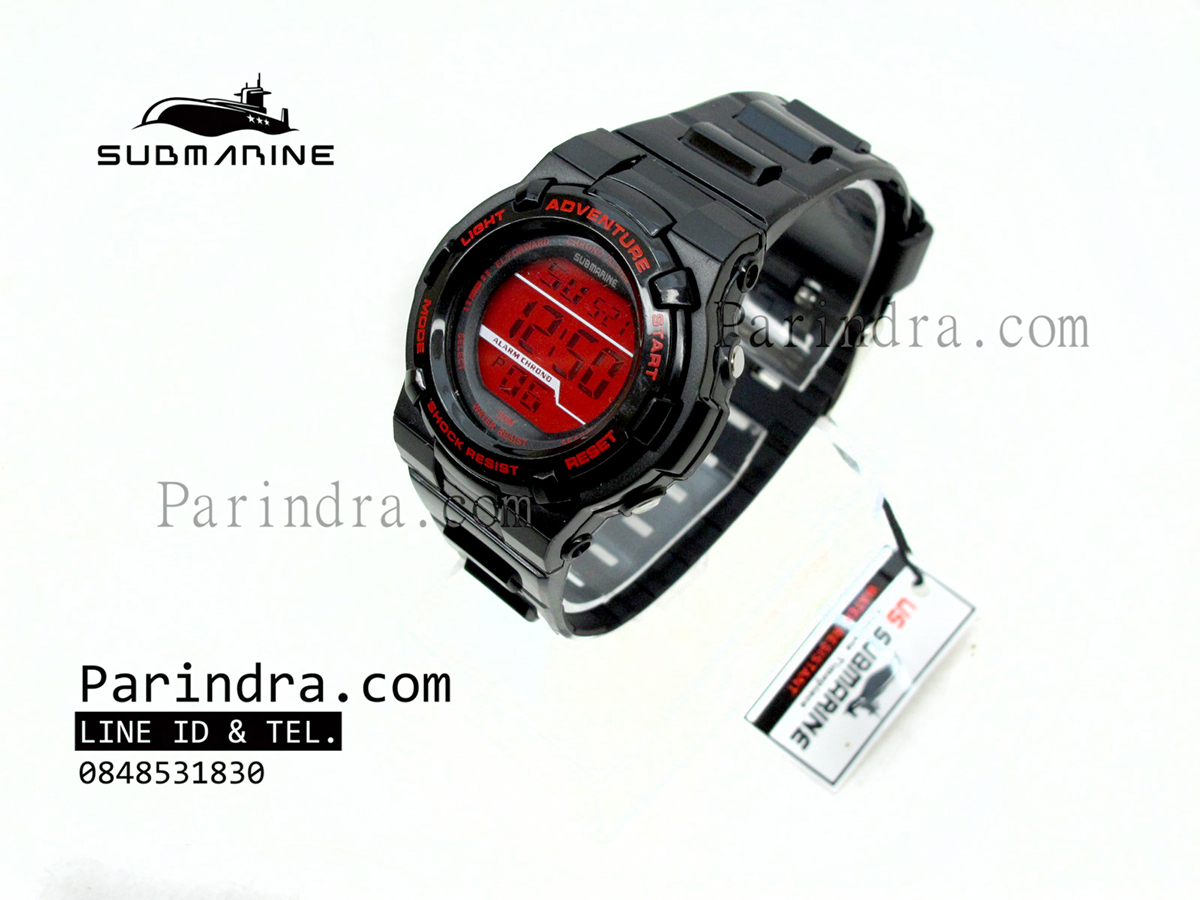 นาฬิกา US submarine รุ่น TP1322L ระบบดิจิตอล ขนาดเล็กเท่า Baby-G สีดำ-แดง
