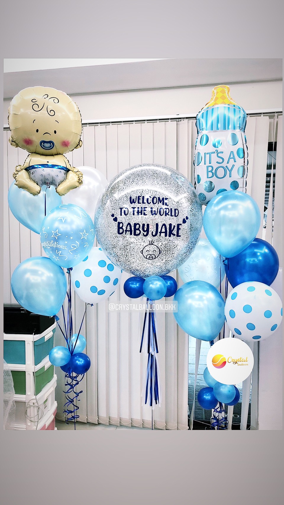 ลูกโป่ง Welcome Baby Boy Bubble ขนาด 24" โทนสี ฟ้า สดใส พร้อมตกแต่ง ฟอยล์เด็กทารก 1 ชิ้น,ฟอยล์ขวดนม 1 ชิ้น สามารถเปลี่ยนสีลูกโป่ง/เปลี่ยนฟอยล์ตกแต่ง/เปลี่ยนข้อความ/เปลี่ยนขนาดได้