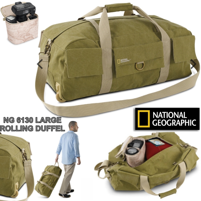 NG6130 LARGE ROLLING DUFFEL NATIONAL GEOGRAPHIC กระเป๋ากล้องภาพนิ่งสำหรับใส่ DSLR จำนวน 1 ตัวพร้อมแบตเตอรี่กริป เลนส์ 2-3 ตัว พร้อม ACCESSORIES เป็นกระเป๋าเดินทางได้ ราคาถูก ราคาส่ง ส่งฟรี EMS Tel 080-557-6690 รับประกันศูนย์5ปี