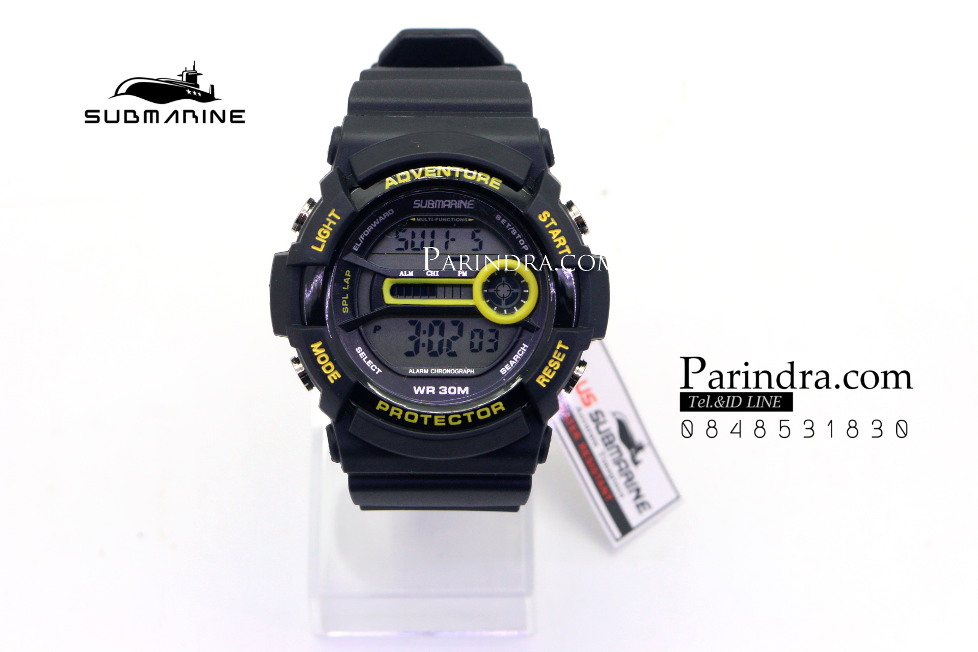 นาฬิกา US submarine TP1301M สีดำเหลือง พื้นหลังเทา