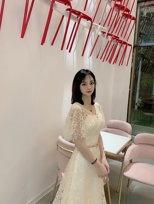 Pro-order เดรสสวย ถ่ายพรีเวดดิ้ง สวยหวาน ลูกไม้ (ซิปหลัง)