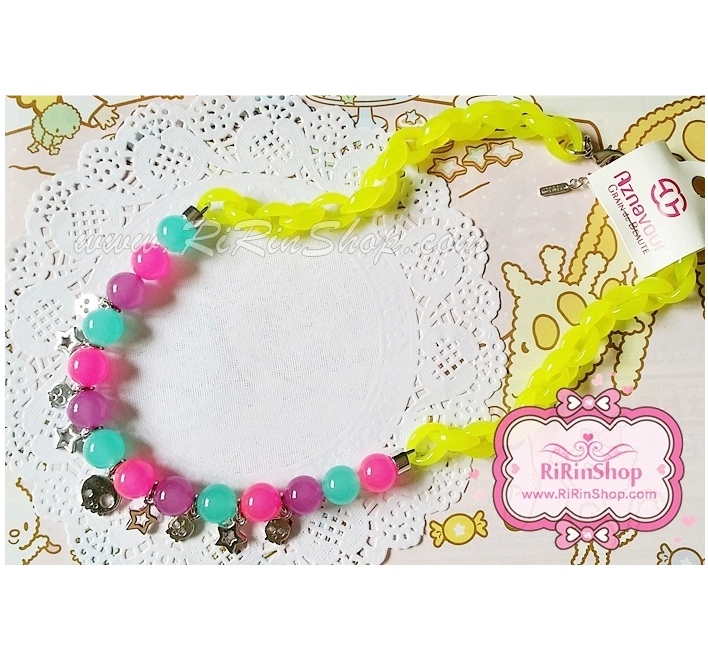 Aznavour สร้อยคอเซลลูโลสจี้กะโหลกและดาว (Neon Yellow) ลด 30%