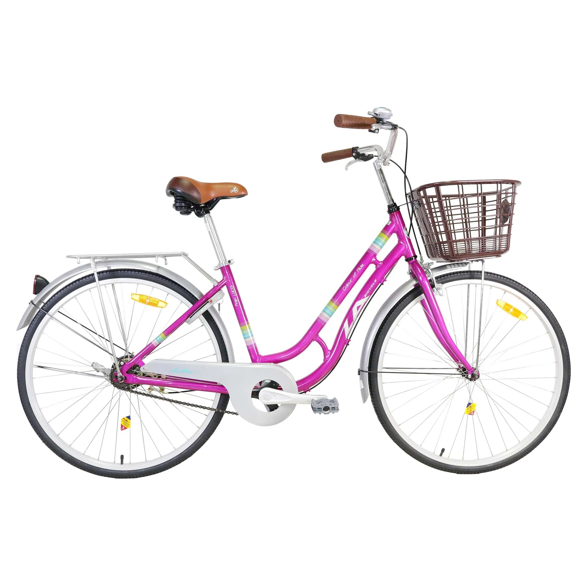 จักรยานทรงวินเทจ จักรยานแม่บ้าน LA Color of ride วงล้อ 26 นิ้ว เฟรมALLOYเบา พร้อมตะกร้าหน้า (มีสินค้าสีแดง)