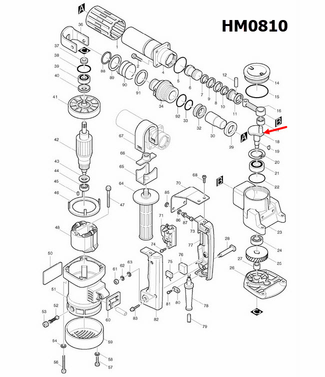 ข้อเหวี่ยง สกัดไฟฟ้า Makita-มากีต้า HM0810 [#18], HM0810T, TA [#16] #G5
