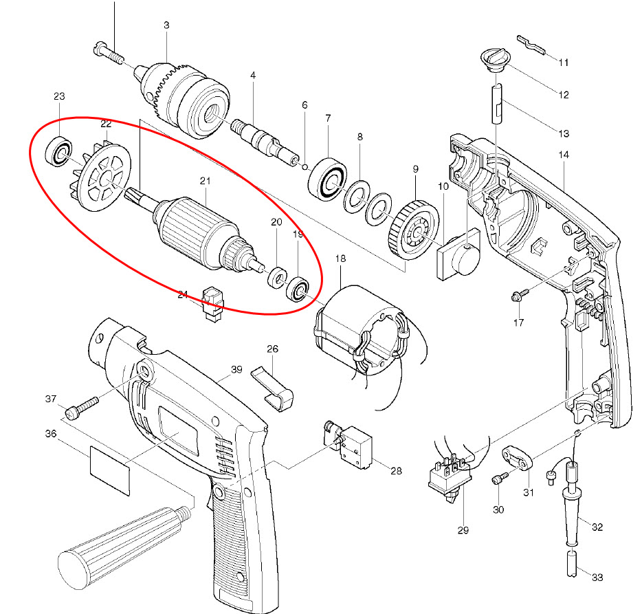ทุ่น สว่านกระแทก Makita HP1300S, HP1010, 1320S (แท้) ##