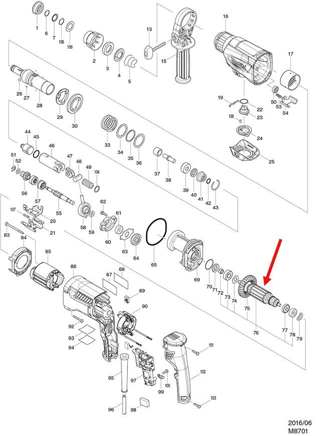 ทุ่น สว่านโรตารี่ Maktec MT870, MT871, Makita M8701, M8701B P/N.515851-9, P/N.513944-0 (แท้) ##(*)