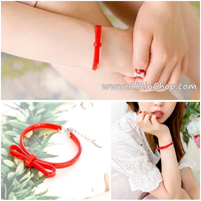 Renachris กำไลข้อมือเซลลูโลสโบว์สีแดง