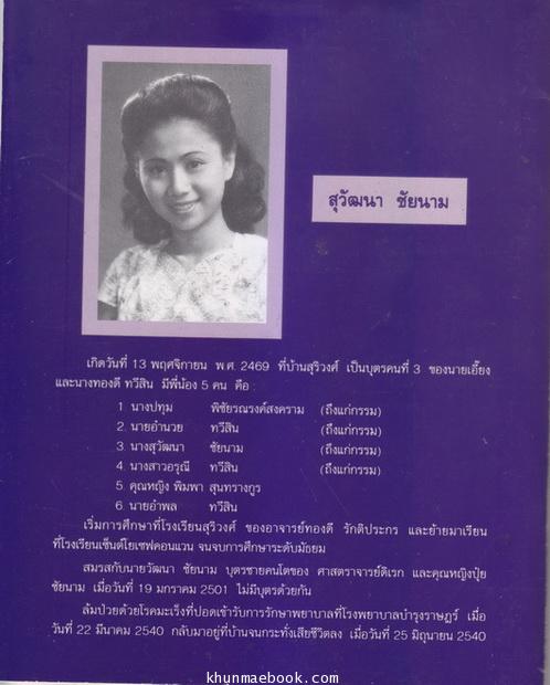 อนุสรณ์แห่งชีวิต สุวัฒนา ชัยนาม ( ตำราอาหาร )