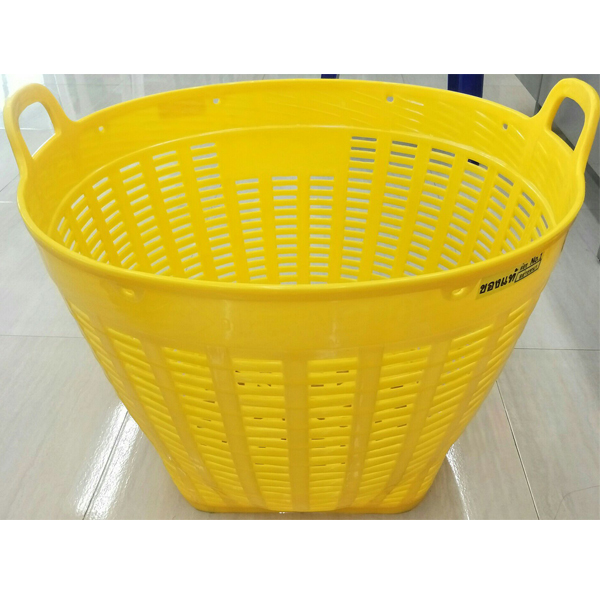 เข่งพลาสติก หูเหลี่ยม เบอร์1 เกรดA เหนียว รถเหยียบไม่แตก Ø 66 X 48 cm. HDPE