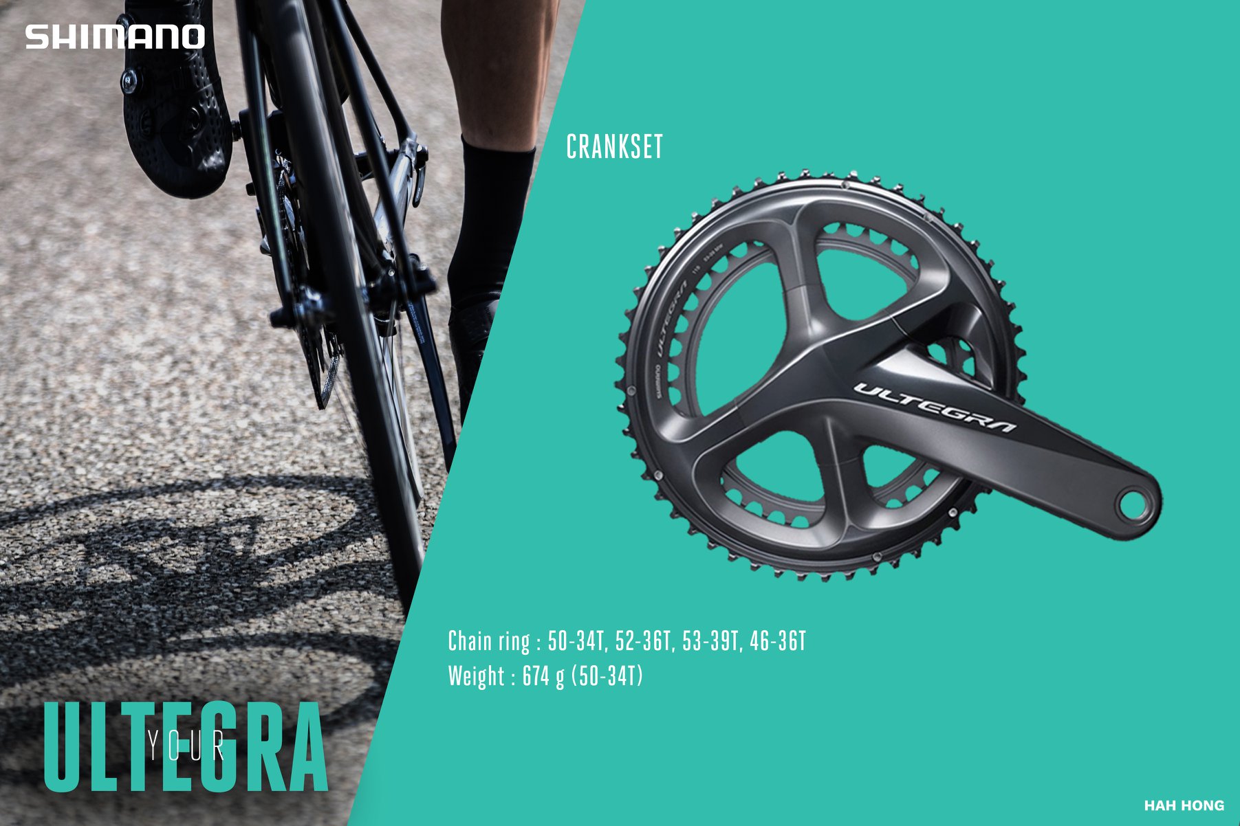จาน ULTEGRA, FC-R8000, 46x36T, 165MM, 170MM, 172.5MM (ไม่รวมกะโหลก)
