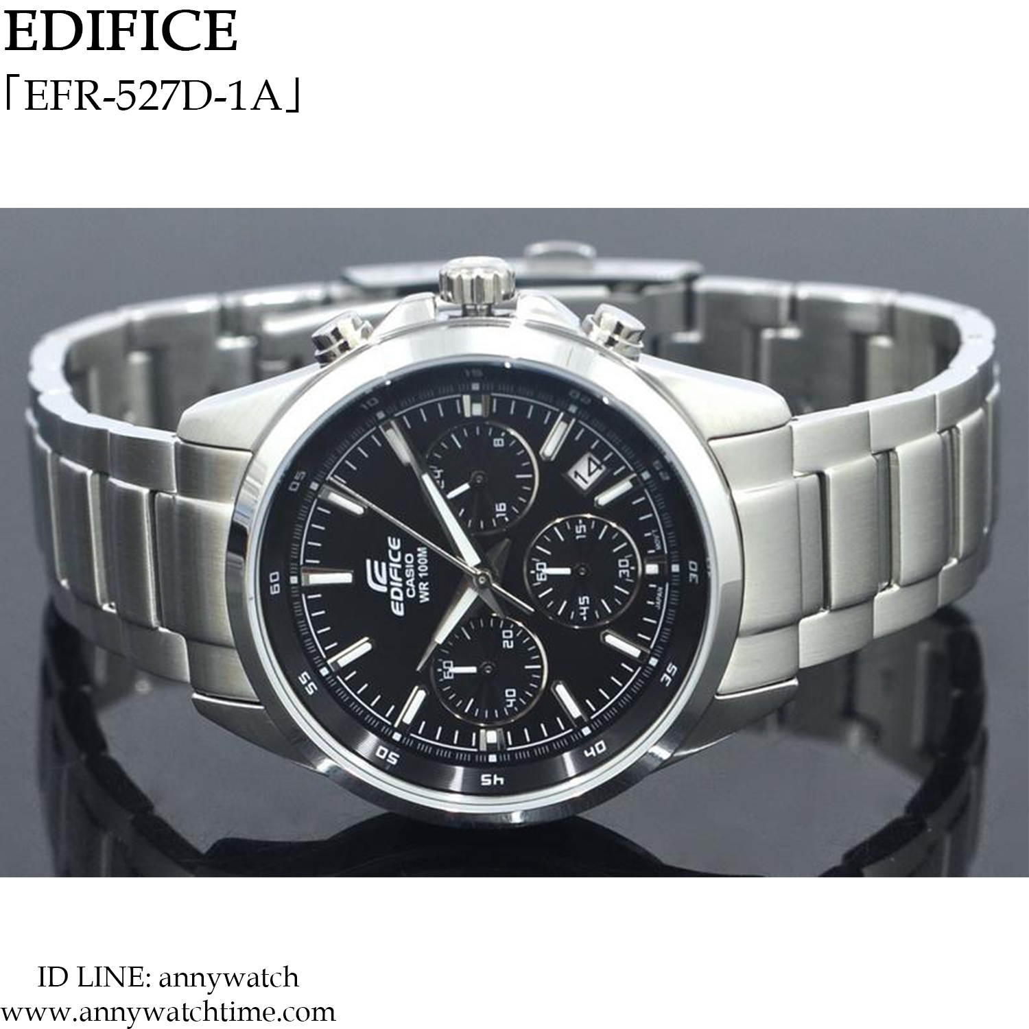 CASIO カシオ EDIFICE エディフィス EFR-527D-1AVUDF Casio Edifice Chronograph Black Dial Men's Watch - EFR-527D