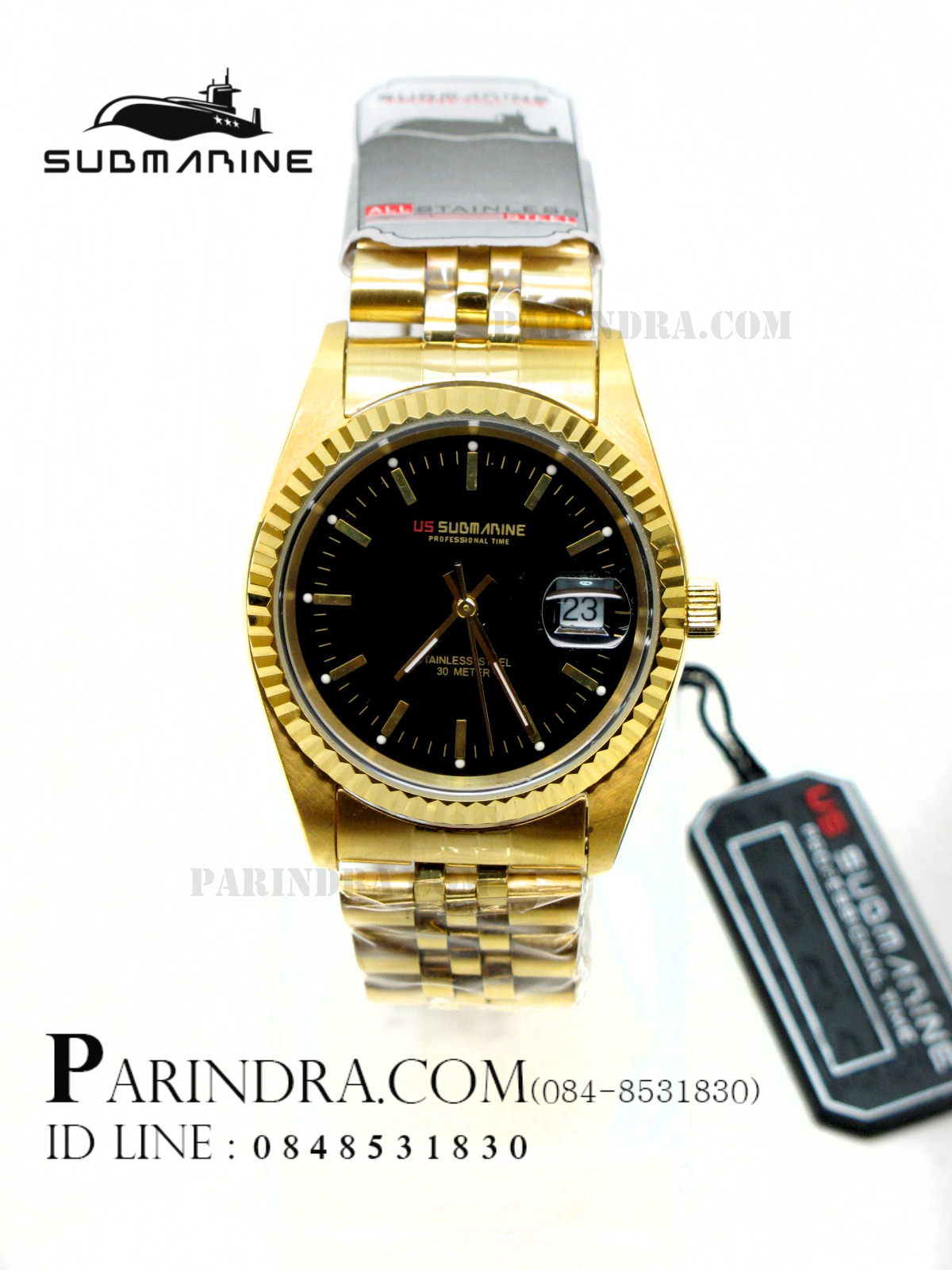 นาฬิกา US submarine รุ่น SUB108M D สีทองล้วนหน้าปัดสีดำ