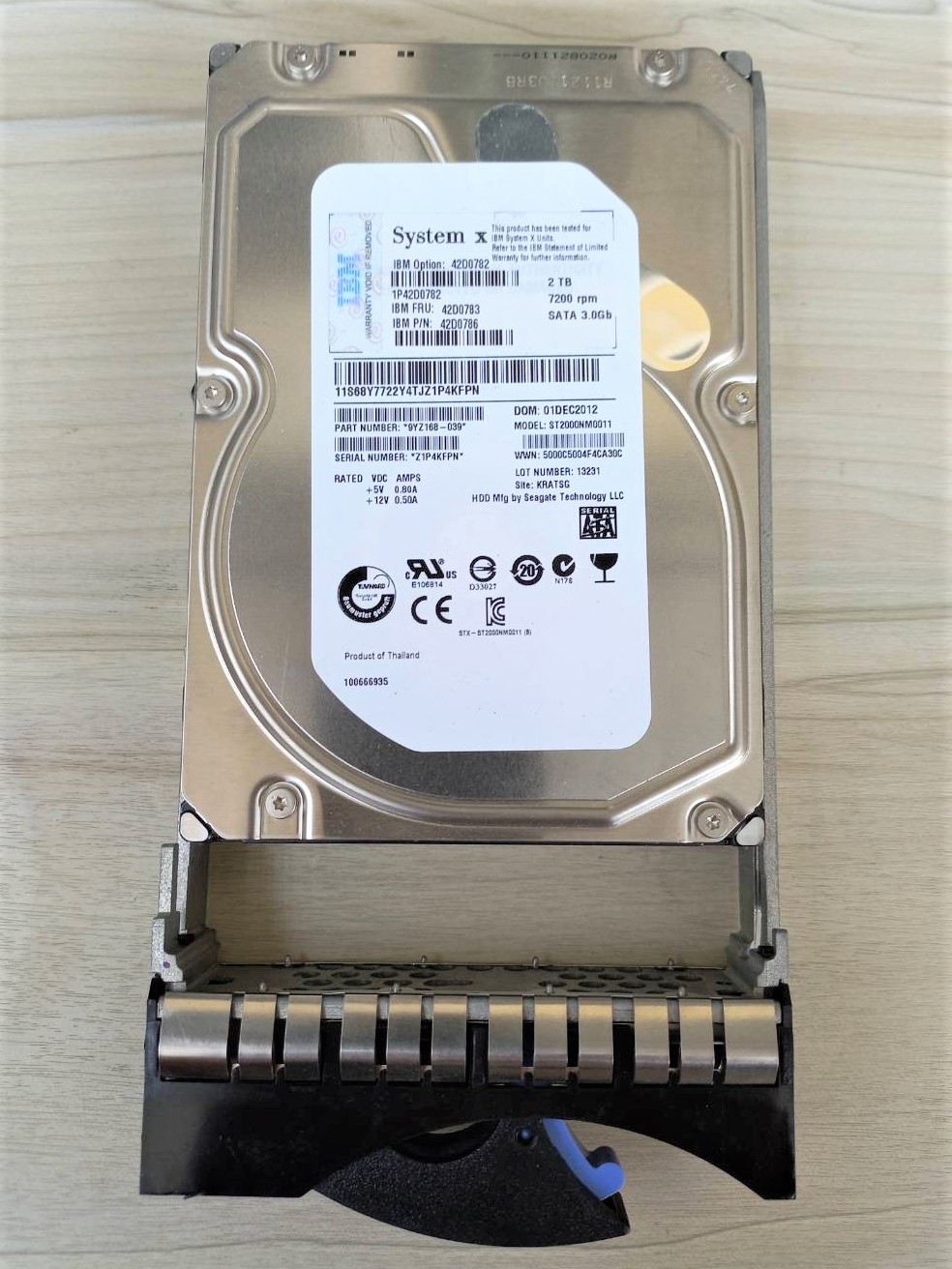 42D0783 IBM 2tb 7200rpm Sata 3gbps 3.5inch Hot Swap Nearline Hard Drive With Tray For Ibm X-series Storage. Refurbished; Warranty 12 Months.Shipping is included.