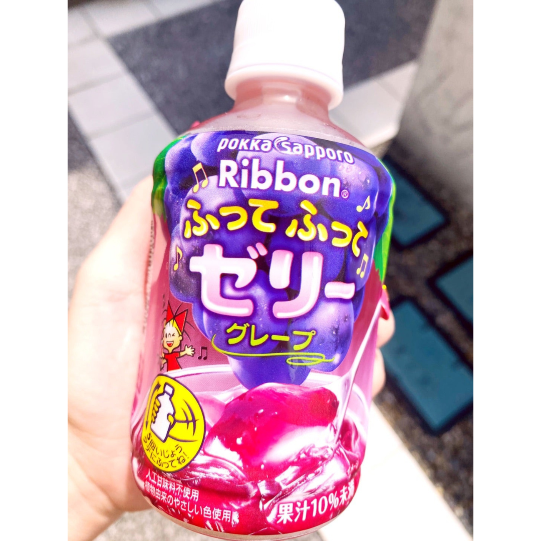 Pokka Sapporo Ribbon เครื่องดื่มเจลลี่รสองุ่น ของหวานด่มได้ 295 g.