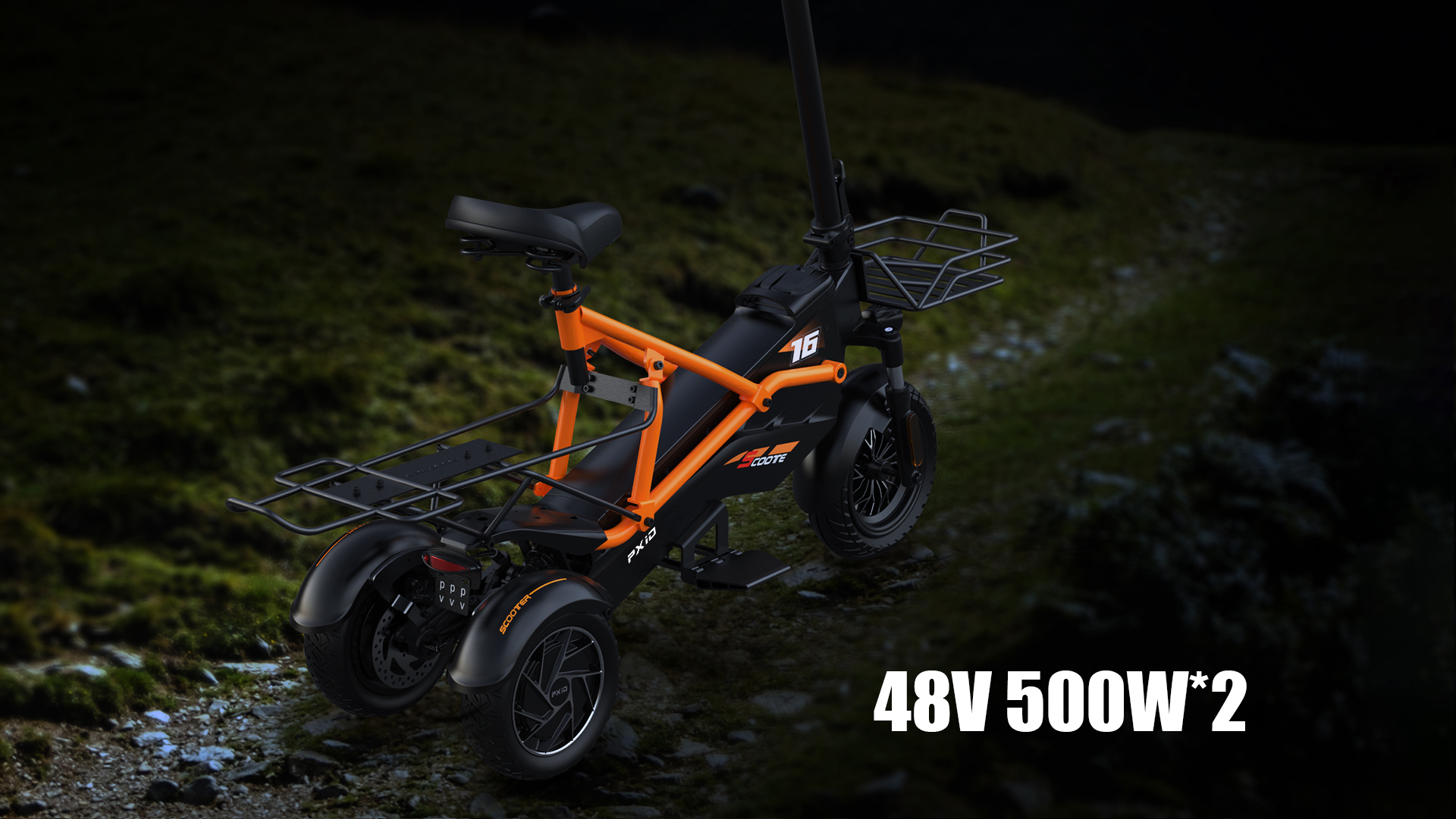 สกูตเตอร์ไฟฟ้า PXID Bestride Pro Electric Scooter New Design 3 Wheel 1000W, batt 48v 23.4Ah มาตรฐานยุโรป (F2)