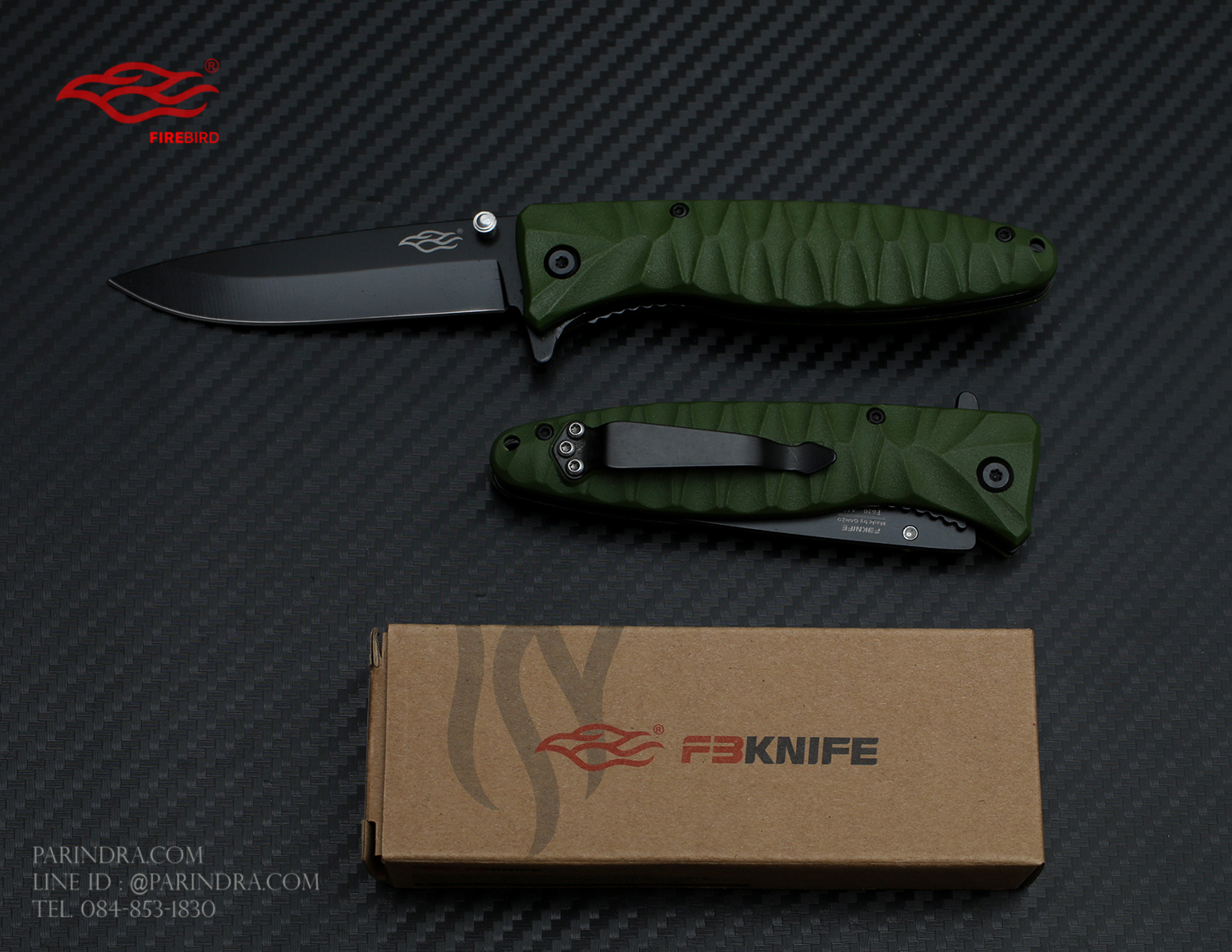 มีดพับ GANZO FIREBIRD F620-G1 ด้ามสีเขียวแก่ ของแท้ 100%