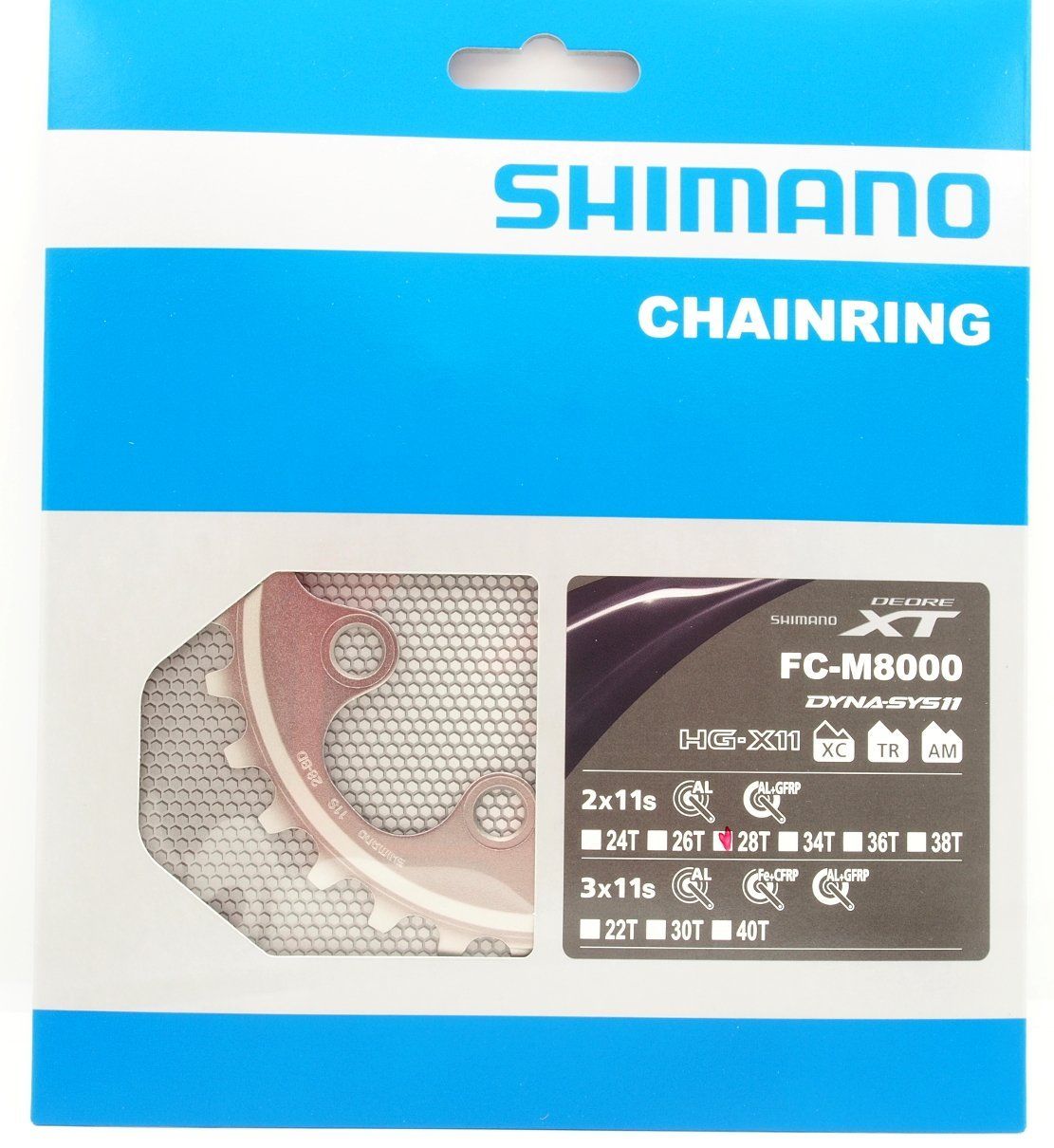 เฉพาะใบจาน XT FC-M8000-2, 28T,Y1RL28000, Chainring 64 BCD