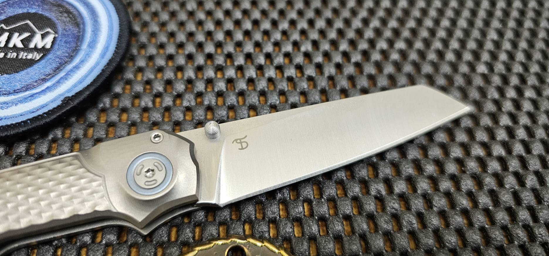 MKM Miura Button Lock Knife Gray Ti (2.72" Satin M390)