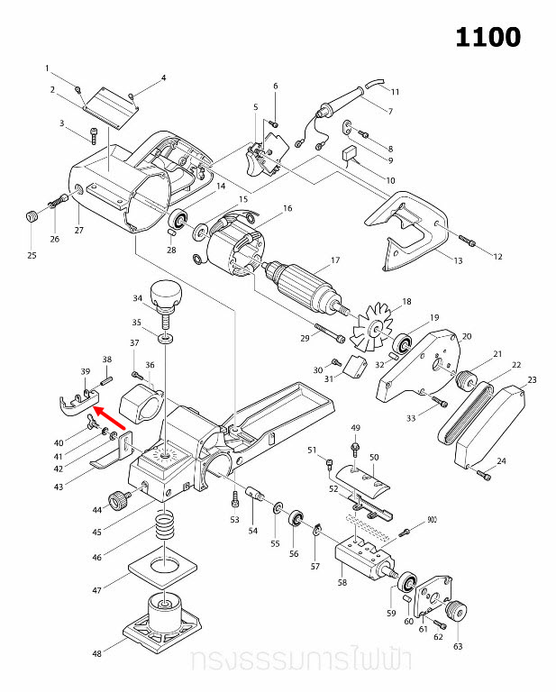 บานพับ กบไสไม้ไฟฟ้า Makita มากีต้า 1100 [#39] Pn. 342002-3 (แท้) ##