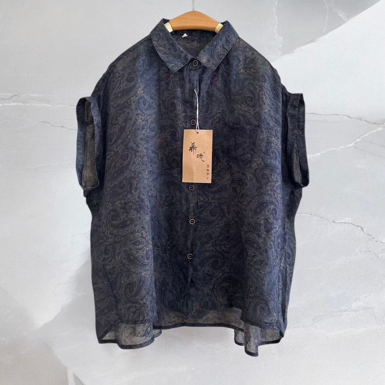 เสื้อผ้าลินินซิลค์แขนเต่อแต่งปลายแขนเบิ้ล