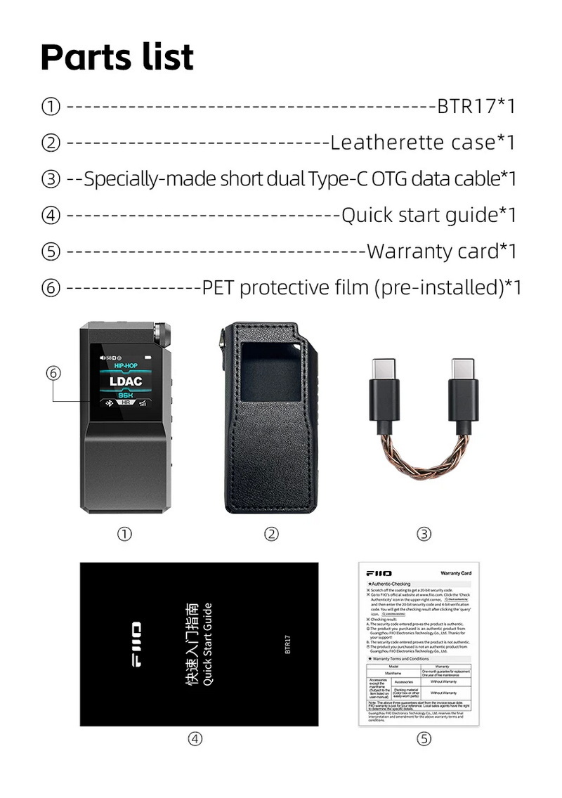 FiiO BTR17 Bluetooth DAC/AMP พกพาชิป ES9069x2+THX AAA 78+ x2 รองรับ MQA Dual Hi-Res ประกันศูนย์ไทย