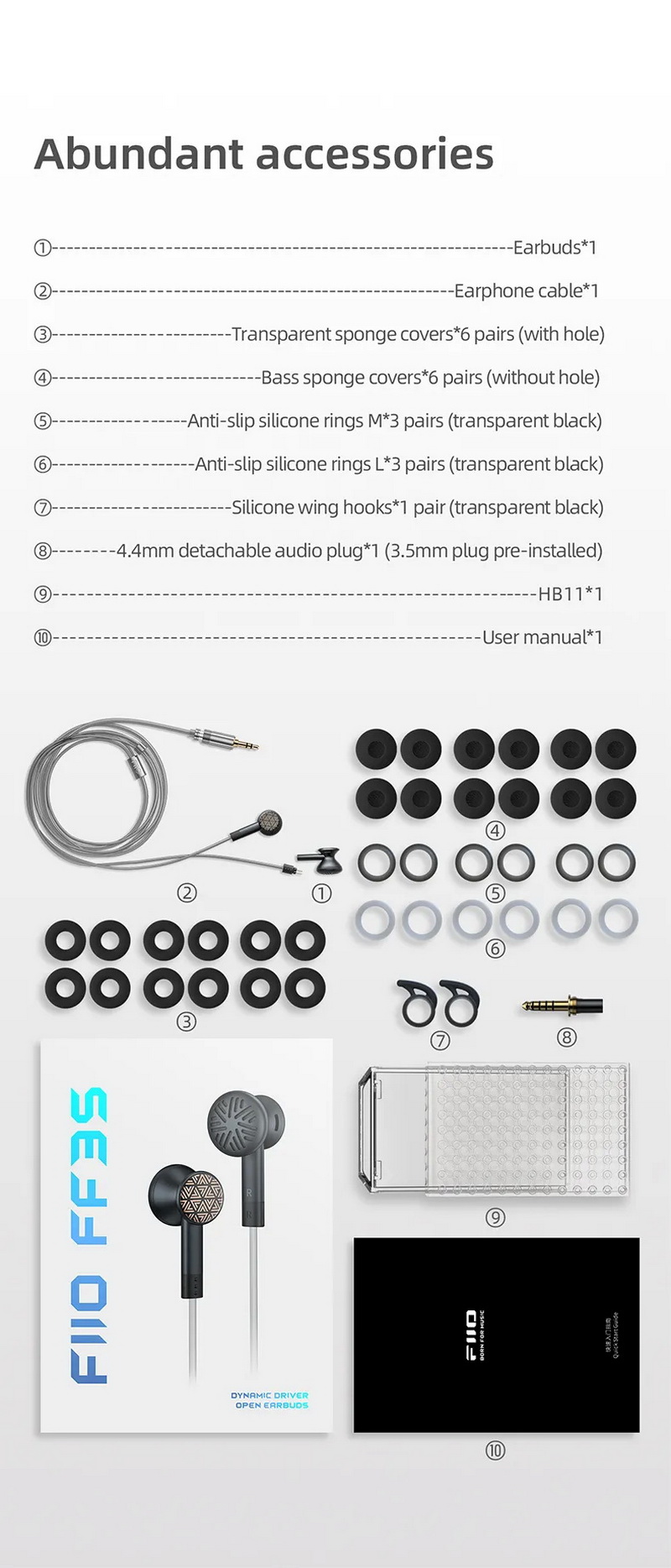 FiiO FF3S เอียบัดถอดสายได้ หูฟัง แบบ Drum ไดรเวอร์ Dynamic ไดอะแฟรมชุบ Beryllium ประกันศูนย์ไทย