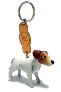 พร้อมส่ง พวงกุญแจหนังแท้ Handmade รูปหมาเเจ็ค รัสเซลล์