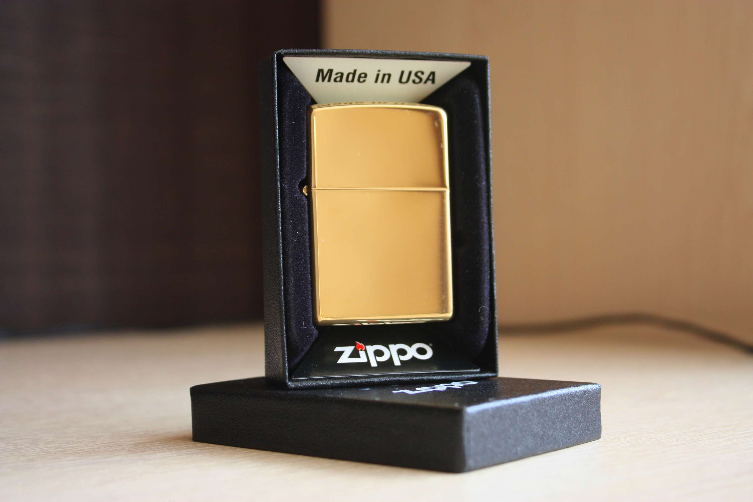 ไฟแช็ค Zippo แท้ สีทองขัดเงา " Zippo 254B Regular High Polish Brass" แท้นำเข้า 100%
