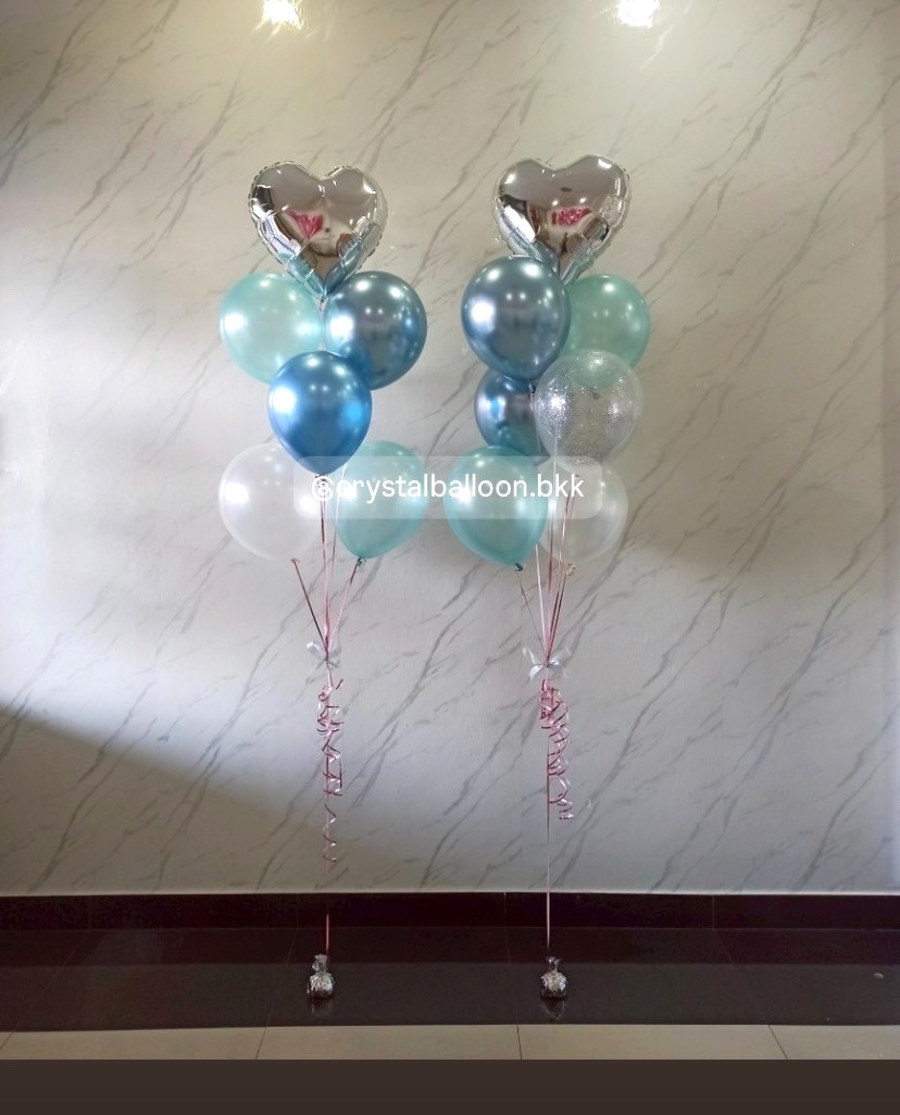 ลูกโป่ง ช่อฟอยล์หัวใจ ขนาด 18" ช่อ 7 ลูก 2 ช่อ พร้อมตกแต่ง สามารถเปลี่ยนสีลูกโป่ง/เปลี่ยนข้อความ/เปลี่ยนสี-ฟอยล์ตกแต่งได้