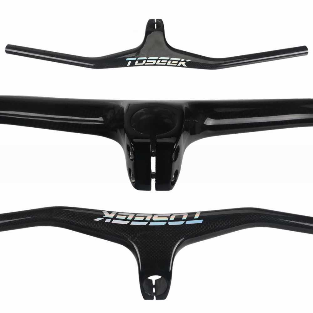 แฮนด์ตรงคาร์บอน TOLEAK TS-CHB03 Flat Integrated handlebar Mountain handle bar and Stem -17องศา, TOS917