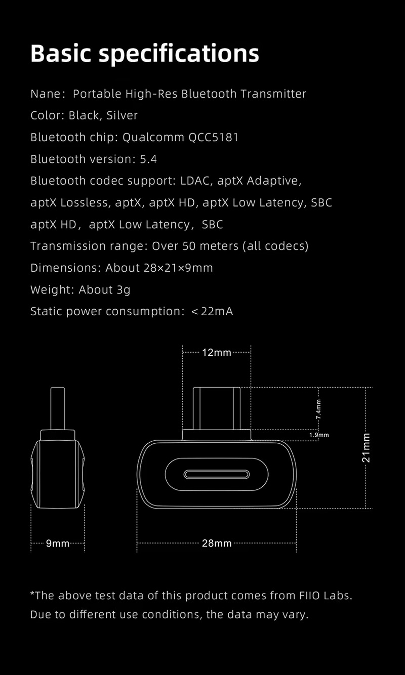 FiiO BT11 เครื่องส่งสัญญาณ Bluetooth 5.4 ความเร็วสูง ชิปเรือธง Qualcomm QCC5181 รองรับ LDAC ประกันศูนย์ไทย