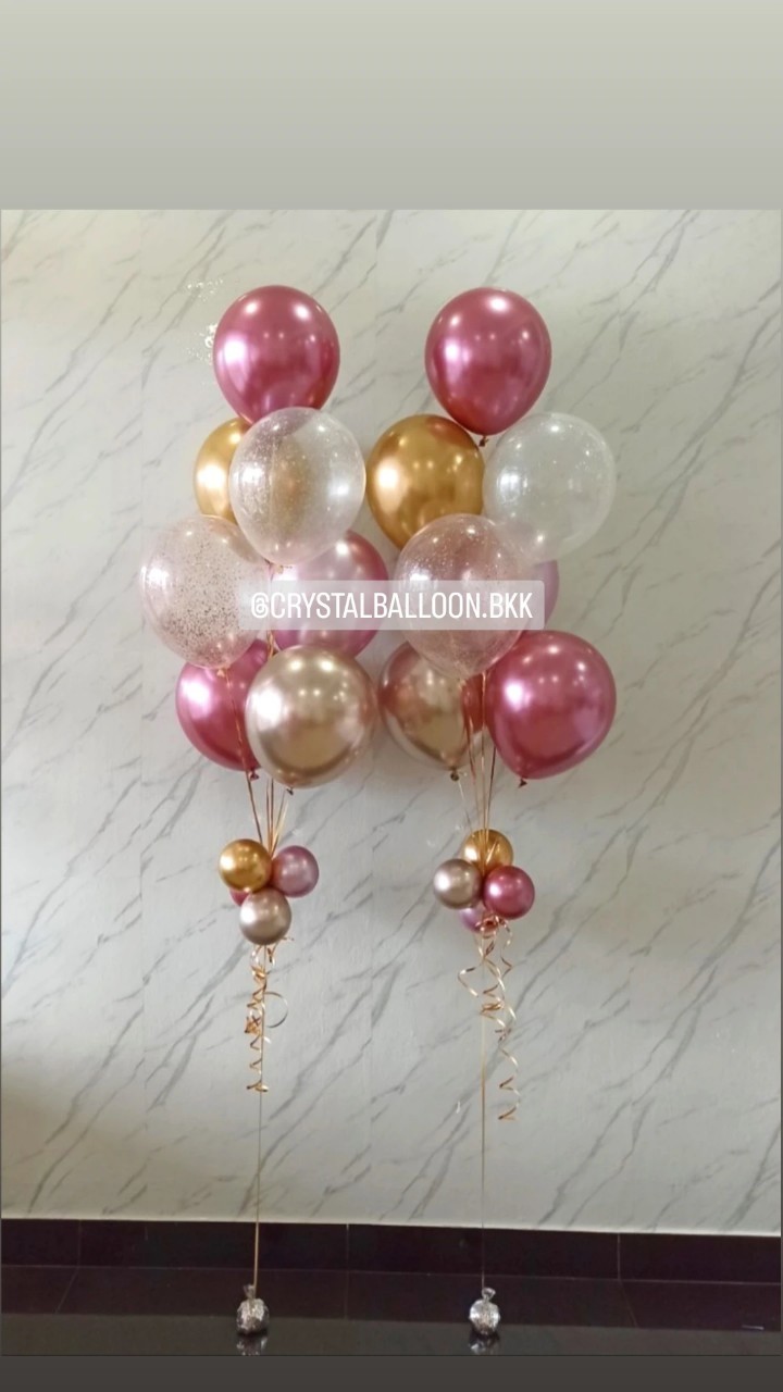 ลูกโป่ง อำลา ช่อลูกโป่งสีโครเมี่ยม ช่อ 7 ลูก 2 ช่อ พร้อมตกแต่ง สามารถเปลี่ยนสีลูกโป่งได้