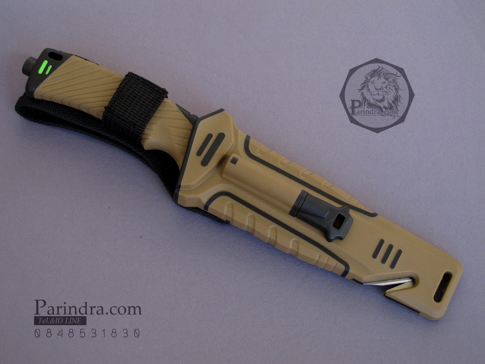 มีดใบตายเดินป่า Ganzo Hunting Survival Knife กานโซ่ รุ่น G-801 DY สีน้ำตาลอ่อนตัดดำ ของแท้ 100%