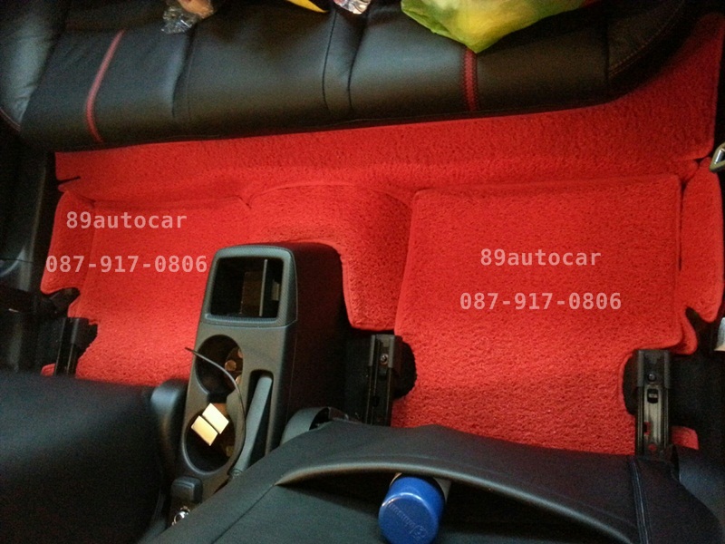 พรมดักฝุ่นปูพื้นรถยนต์ Mazda 2 2015 ไวนิลสีแดงขอบแดง