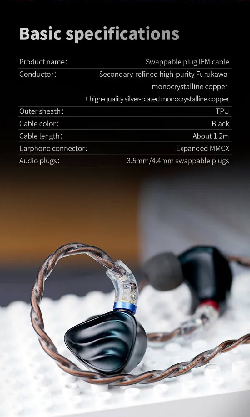 FiiO LC-RC 2024 รุ่นใหม่ปี 2024 สายอัพเกรดหูฟังทองแดงผลึกเดี่ยว Furukawa ถอดเปลี่ยนปลั๊กได้ ประกันศูนย์ไทย