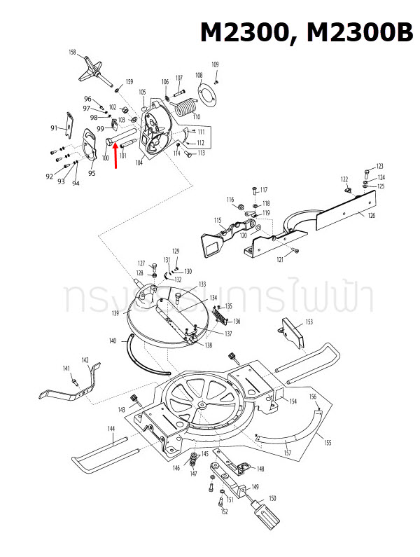SHAFT แท่นตัดองศา Maktec มาคเทค, Makita มากีต้า MT230 [#38], M2300, M2300B [#100] Pn.JM23000037 (แท้) ##