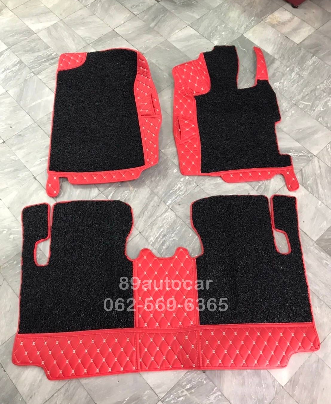 พรมปูพื้นรถยนต์ Honda Civic FD ปูพรม8D สีแดงสด เย็บติดพรมดักฝุ่นสีดำ เข้ารูป เต็มคัน