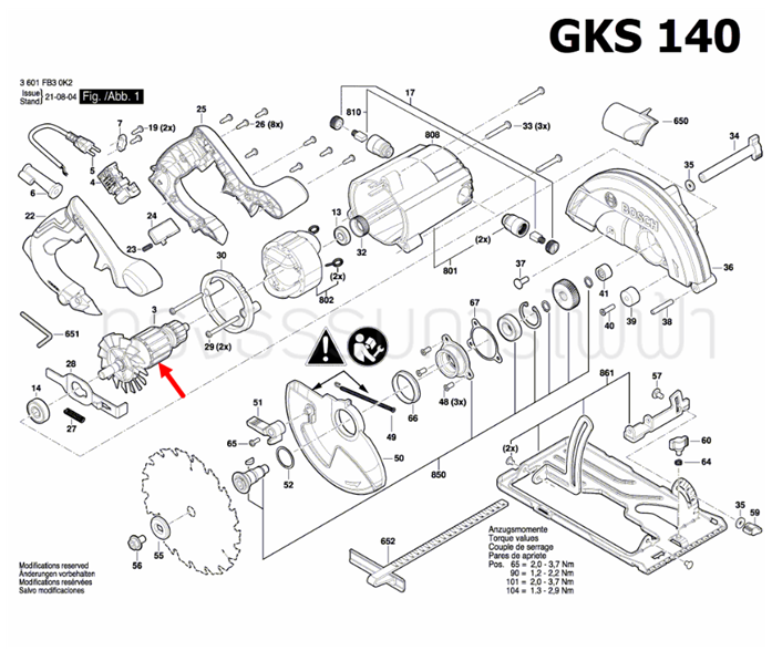 ทุ่น เลื่อยวงเดือน Bosch บอช GKS 140 Pn.1604010B9J (แท้) ## (*)